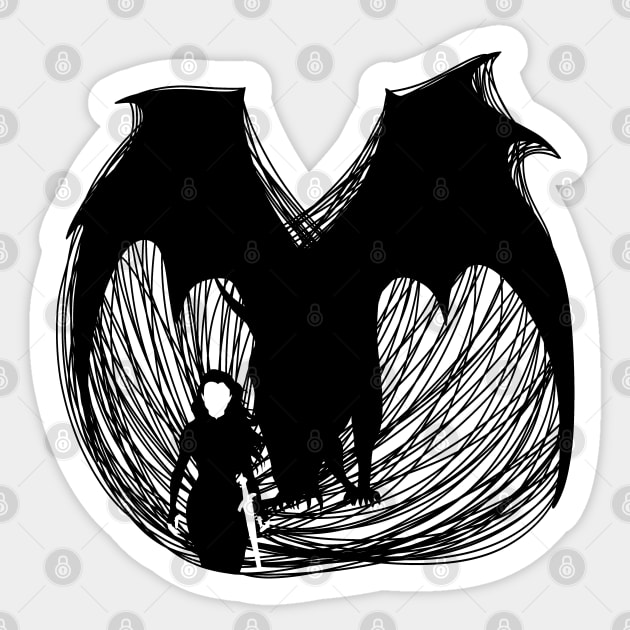 Feyre and Beast form of Rhysand ACOWAR A court of Wings and Ruin Book Series Sticker by thenewkidprints